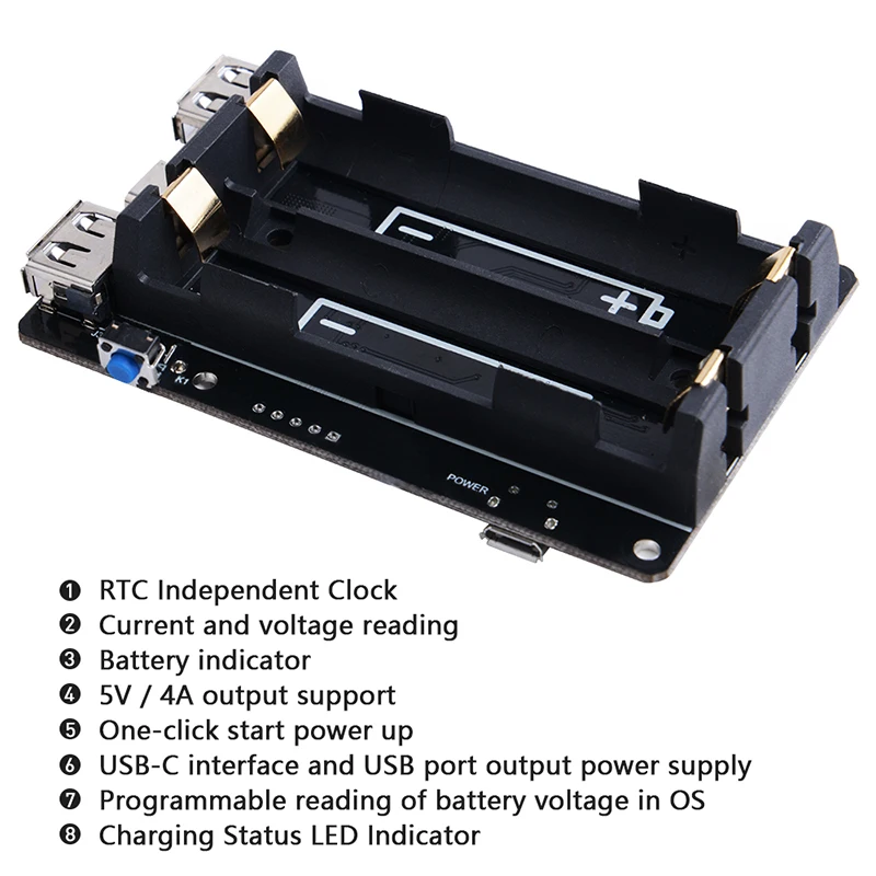 Новый Raspberry Pi 4B/3B +/3B 18650 дюйма с RTC и кулометром устройство питания для Pi|Аксессуары
