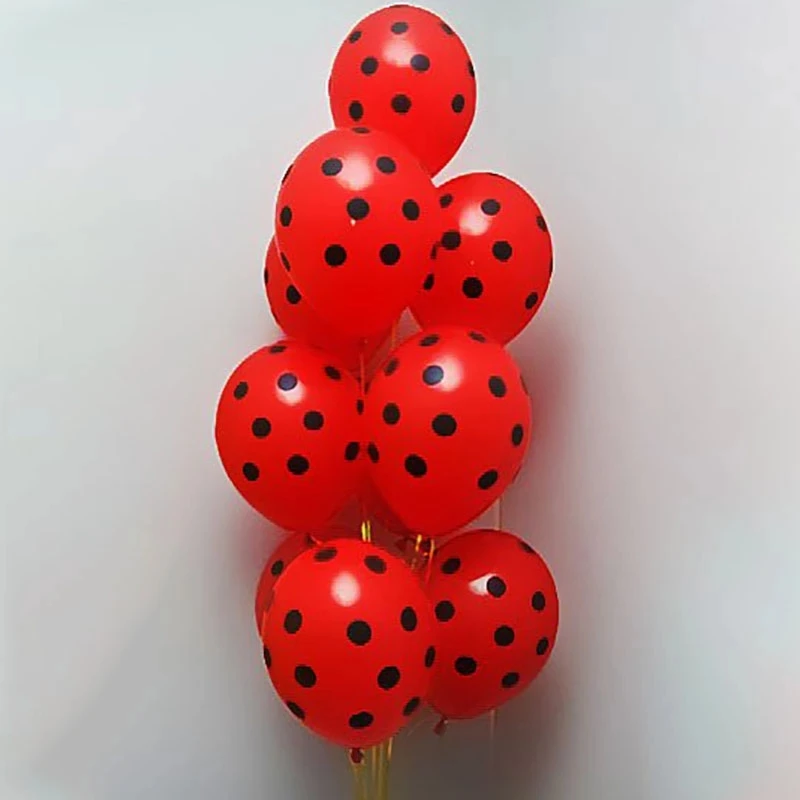 12pcs Red Black Polka Dot Latex Balloons Ladybug Baby Shower Decorations Helium Ball Wedding Happy Birthday Kids' party balloons |