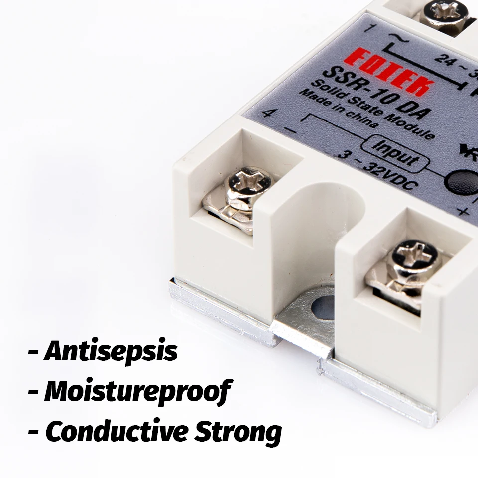 Однофазное твердотельное реле SSR-10DA/20DA/25DA/40DA DC control AC SSR в белом корпусе |