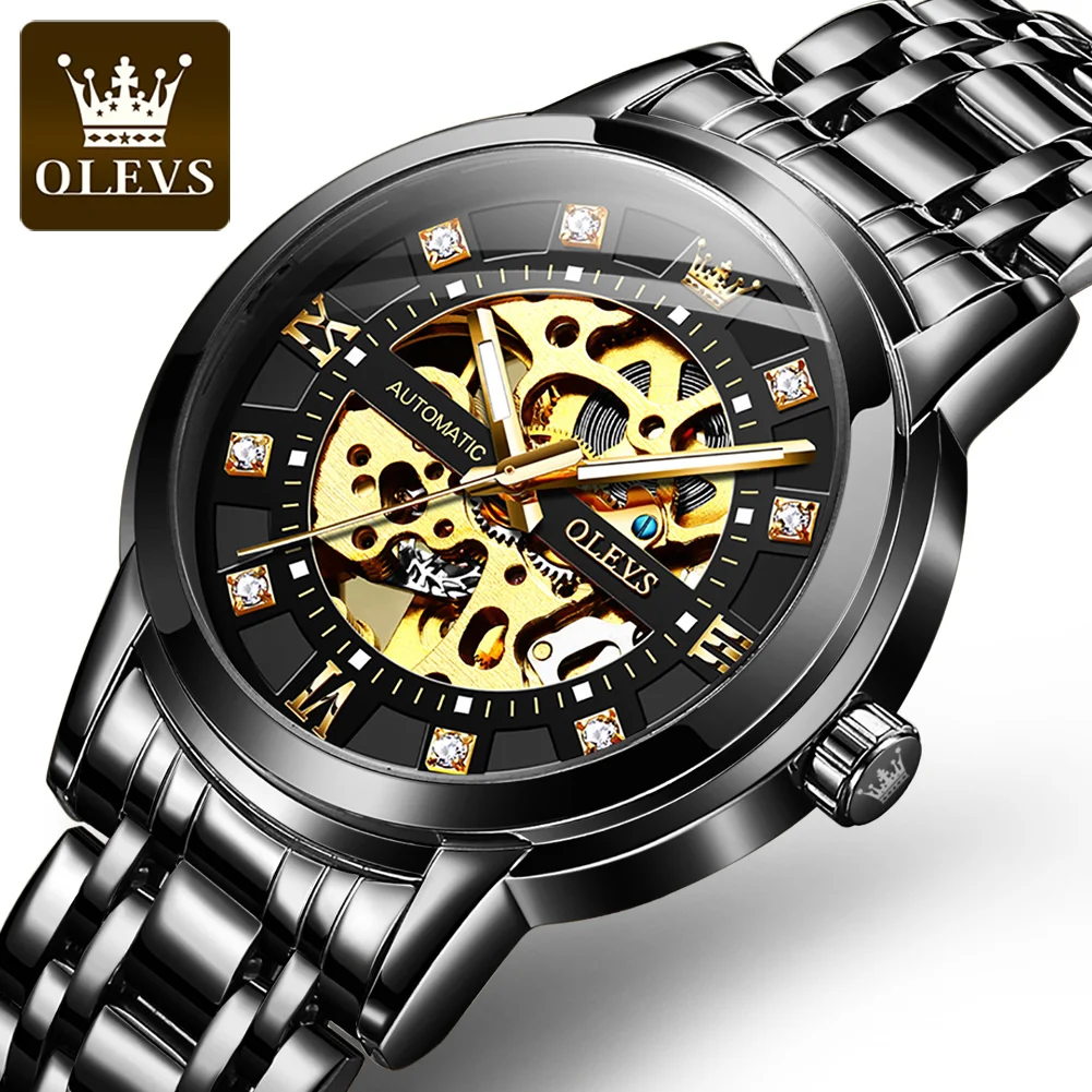 

Мужские механические часы ведущей марки OLEVS деловые мужские водонепроницаемые автоматические механические часы Роскошные мужские часы