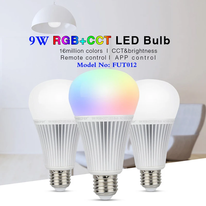 FUT012 E27 9W RGB+CCT LED Bulb Spotlight AC110V 220V Smart Bulb Compatible 2.4GHz Remote/Alexa/Google Assistant voice Control