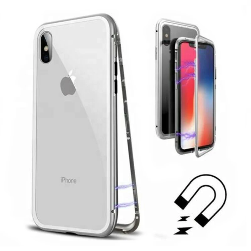 Металлический магнитный адсорбционный чехол для iphone 7 8 Plus X XR XS Max 6 6S защитный из