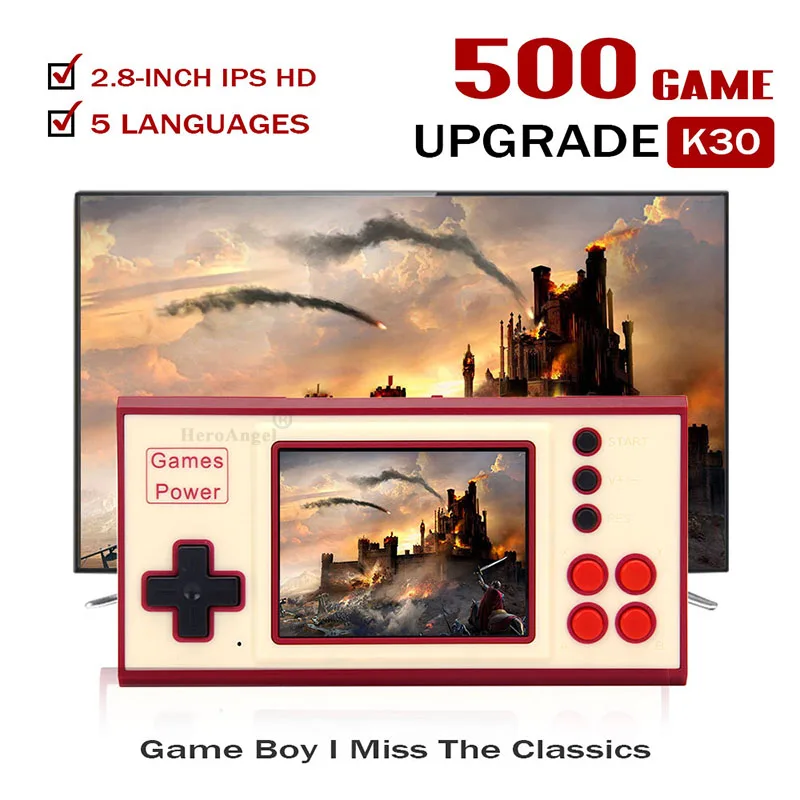 Портативная игровая консоль K30 портативная для классических видеоигр с AV-выходом