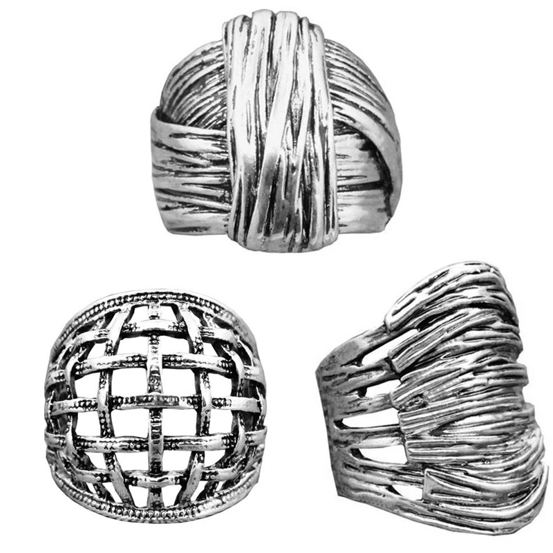 3 шт. Дизайн смешанные камень регулируемые Кольца для Для женщин оптовая продажа