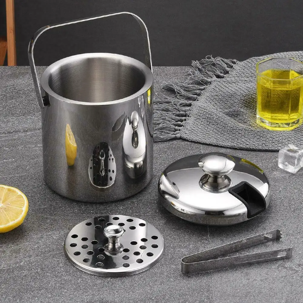 4 In 1 Double-wall Stainless Steel Insulated Chilling Ice Bucket With Lid Tong Handle Carnival Party Summer Supplies | Дом и сад