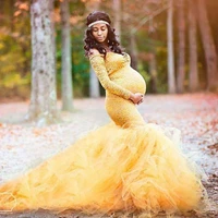 momluvbb long sleeve maternity gown lace maxi pregnant fashion women clothing photography pregnancy tutu dress photo shoot