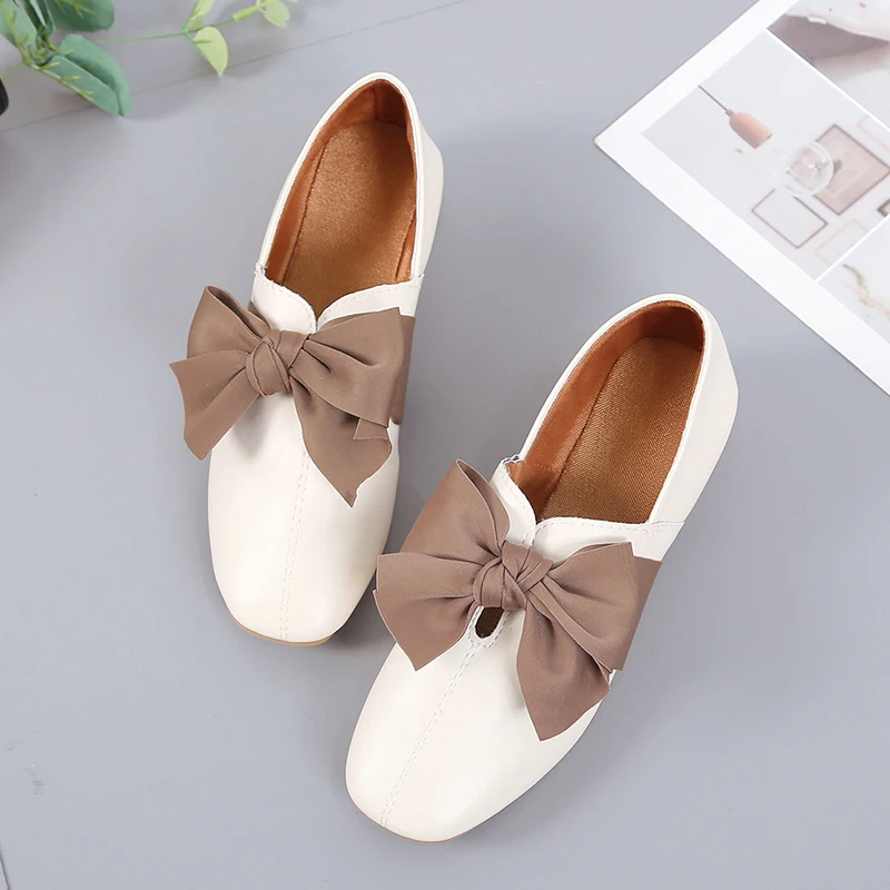 

Bow Knot Oxfords Women Shoes Woman Casual Shoes for Women Flats Leather Fashion Square Heels Slip on Ladies Shoes Espadrilles