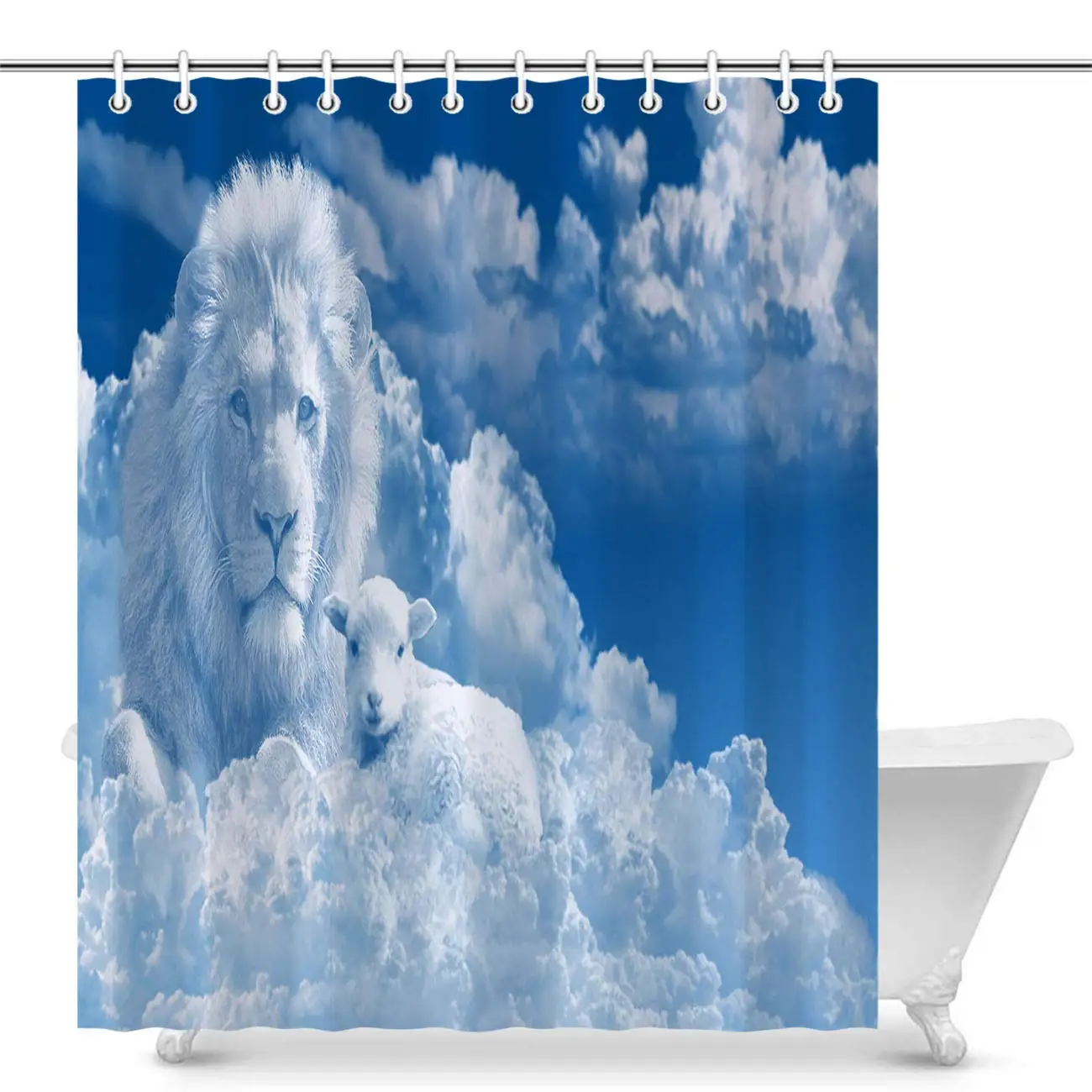 Шторка для душа с Львом роскошная шторка домашнего декора овечкой небом облаками