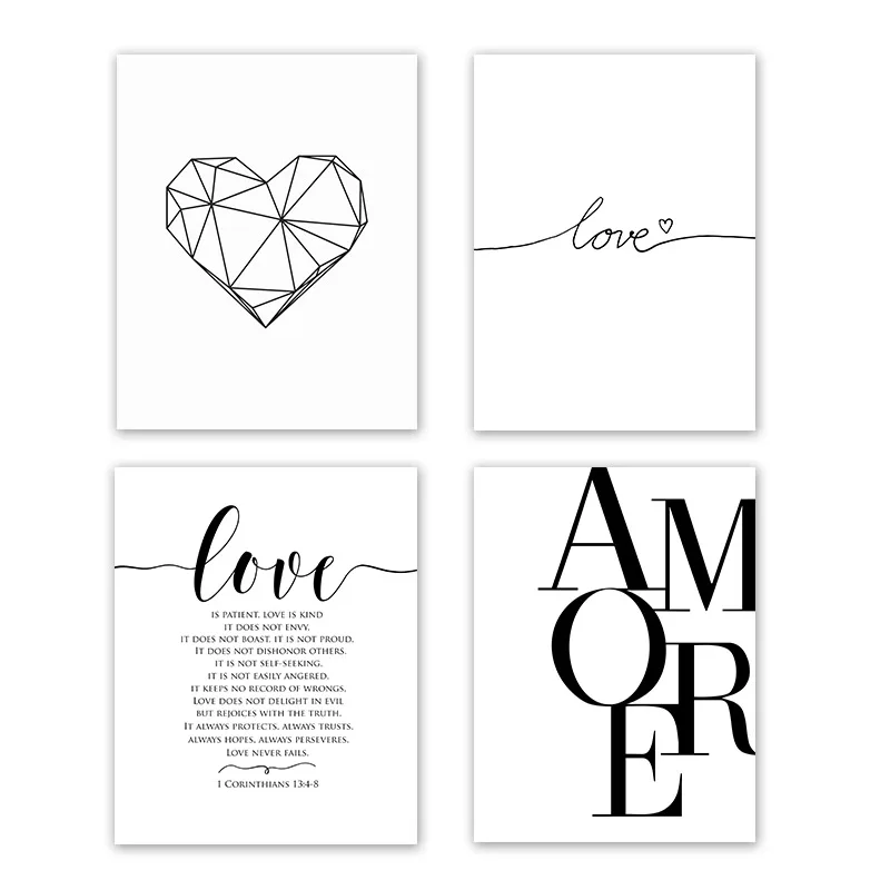 Постер любви в скандинавском стиле черно белая Картина на холсте настенные