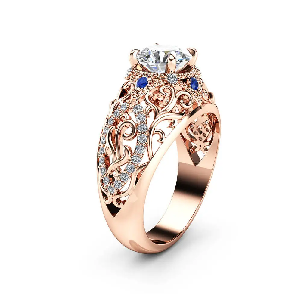 

14K Rose Gold 1 Carats Diamond Ring for Women Wedding Diamond Jewelry Fine Ring 14K Gold Natural Gemstone Bizuteria Jewelry Ring