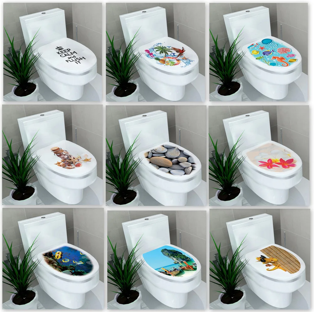 

Toilet Stickers Ocean Sea Bathroom Wall Decor Funny Waterproof PVC Home Decoration Art Refrigerator Decals DIY Decoration