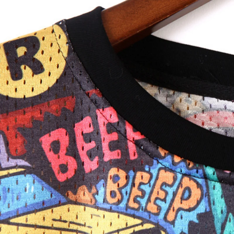 

2021 New Arrival Summer Women Hip Hop Cartoon Print Graffiti Loose Dress