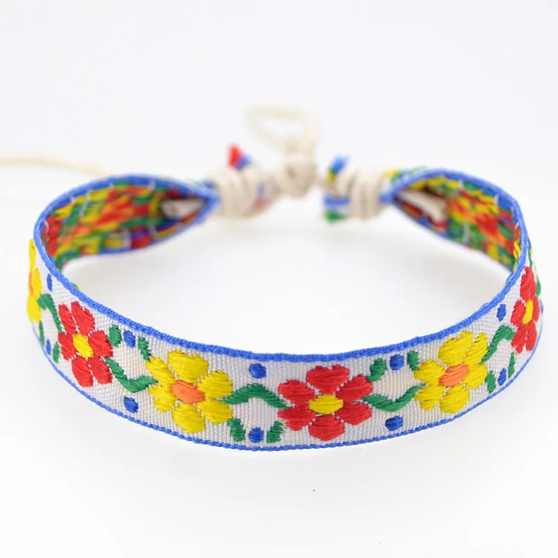 Abl335 Дешевый Браслет с Цветочным Узором "Либерти" и Геометрическим Оберегом для Девушек в Бохо Стиле, Ручной Работы, Шик, Йога. Браслеты "Фемме" и Дружбы.