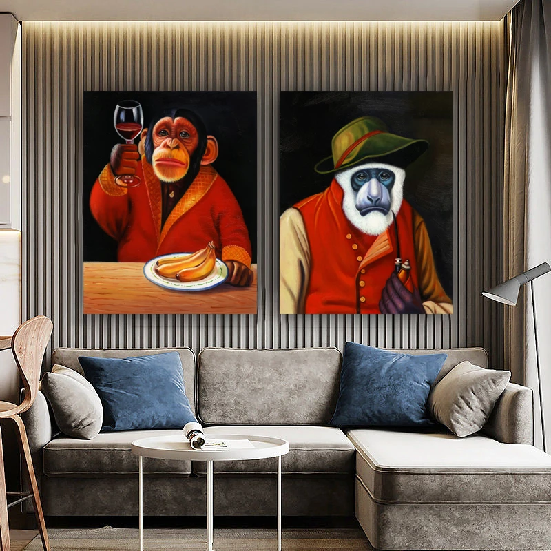 WANGART большой фотографии животных на стену мудрый обезьяна Крестный отец wall Art