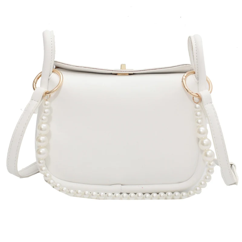 

Pearl design PU Leather Crossbody Bags for Women 2021 Summer Mini Shoulder Handbags Ladies Branded Luxury Purses