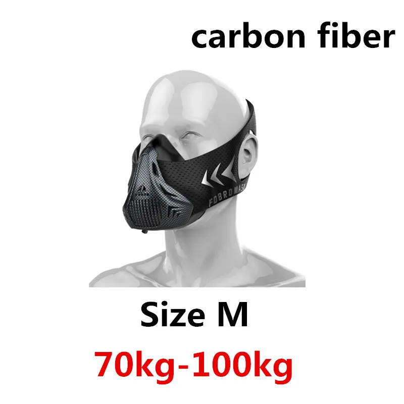 Carbon fiber M FDBRO спортивные маски 2,0 Phantom для тренировок на подъеме, велосипедные маски для бега, кардио, высокая высота, защитный фильтр для дыхания - Цвет: Carbon fiber M