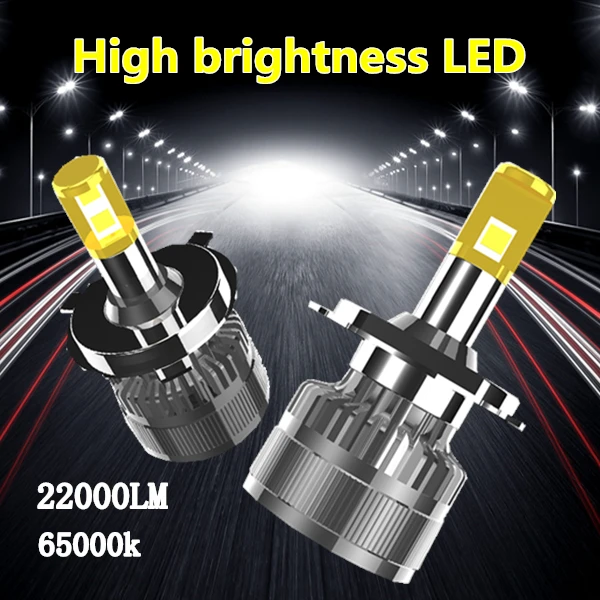 

6500K H3 H8 H7 H1 24000LM 9006 H13 H4 H11 D1S D2S светодиодные лампы для фар супер яркий Турбовентилятор 7 лопастей Автомобильные фары