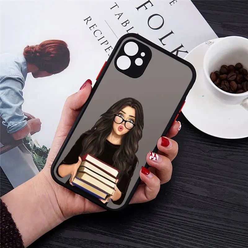 

Girl Boss Pink Women Cartoon Phone Case Transparent Matte for iPhone 7 8 11 12 s mini pro X XS XR MAX Plus cover funda