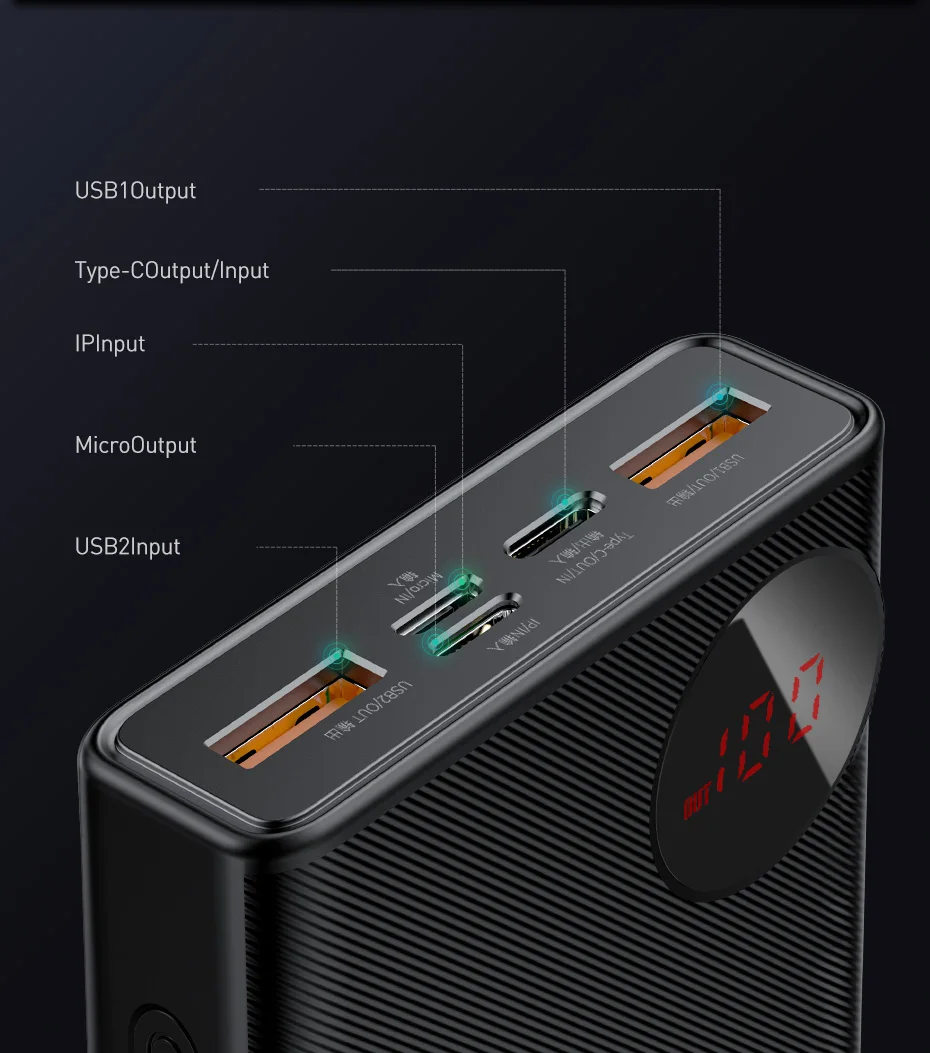 Baseus 20000 мАч Внешний аккумулятор USB PD Быстрая зарядка внешний аккумулятор для iPhone 11 Pro Max Xiaomi Quick Charge 4,0 3,0 внешний аккумулятор