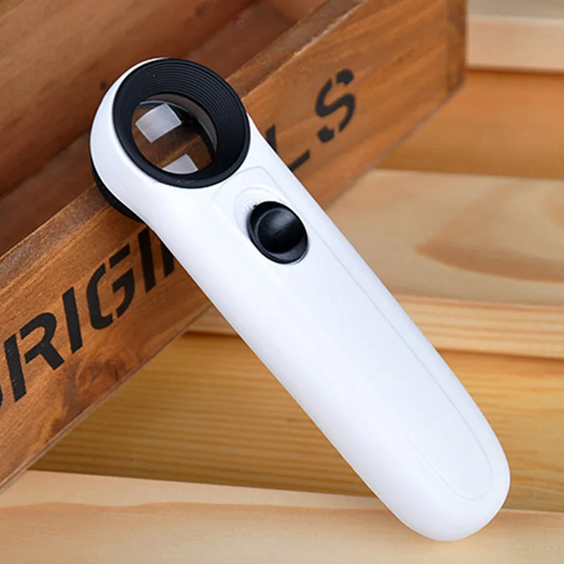 Оптическая ручная Лупа с 2LED светильник для чтения 40x лупа объектива|Лупы| |