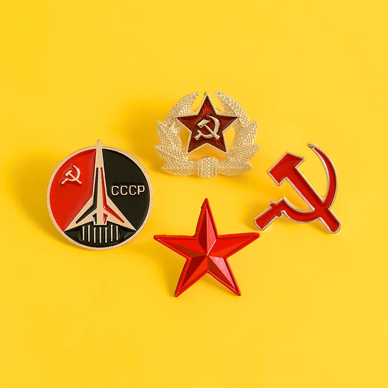 

Socialist logo pentagram geometry pin brooch badge personality lapel pin accessories clothes bag hat jewelry gift for friend