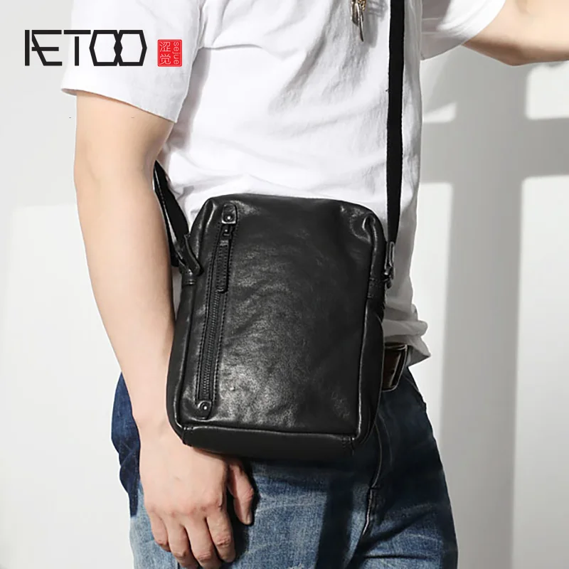 

Сумка на одно плечо AETOO кожаная, вертикальная, ручной работы, в стиле ретро, повседневная