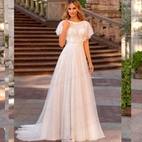 vintage classic soft satin bohemian v neck wedding dresses a line beach wedding gowns boho bridal white lace dress 2021 backless