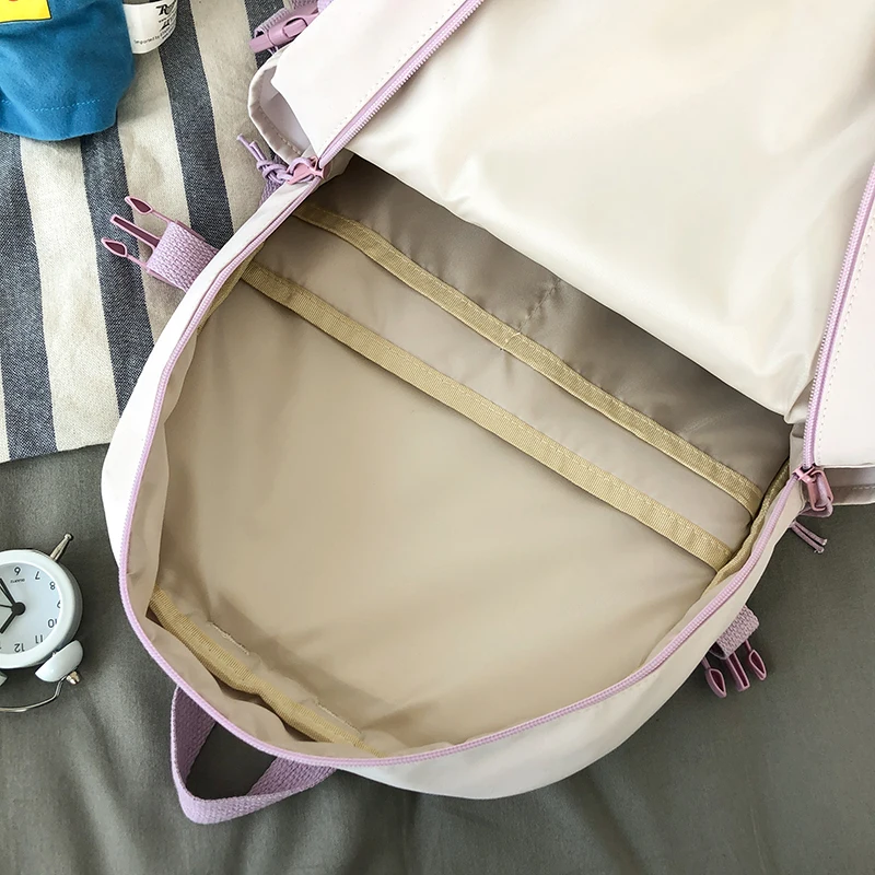 

Fashion Waterproof Women Backpack College Bookbag Kawaii Mochilas for Teenager Girl School Bag Cute Nylon Travel Black Rucksack