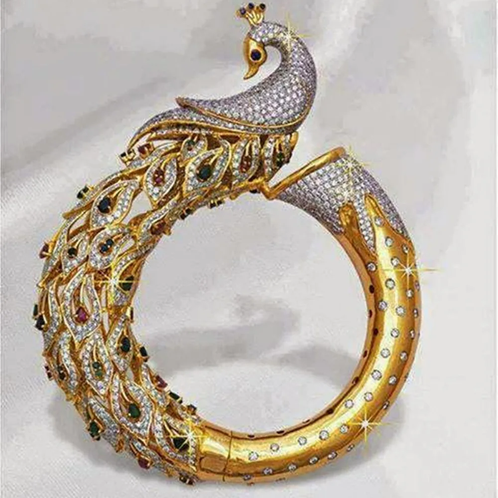 

Exaggerated Hip-Hop Two-Color Peacock Ring Women Personality Ring Fashion Accessories Jewelry Gift