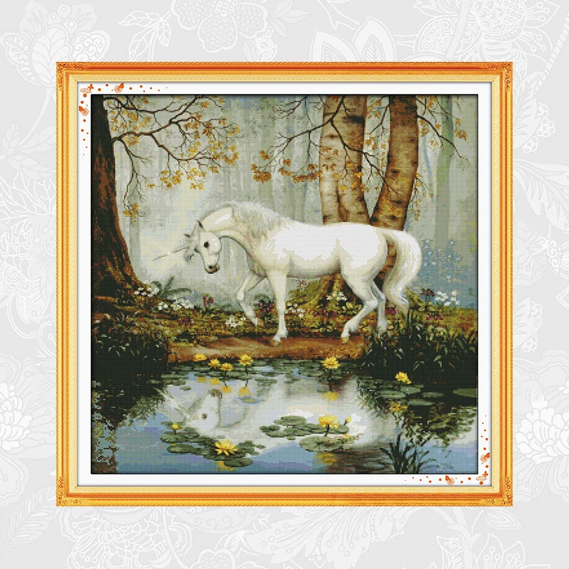 Joy Sunday серия единорога вышивка 11CT печатная ткань 14CT холст DMC Счетный китайский набор вышивки крестиком ремесла домашний декор