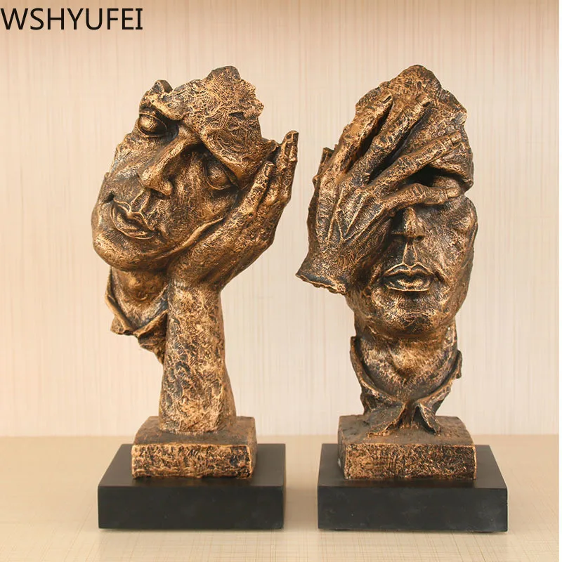 Европейский стиль абстрактная скульптура статуэтка украшения тишина золото