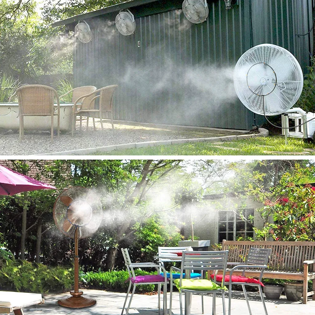 

Garden Water Mister Fan Ring Water Tap Hose Kit Patio Cold Water Fog Fan tube 4 nozzle sprinklers Flower Bush Watering Device