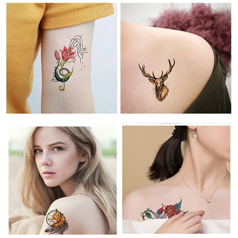 2Pcs Wolf Temporary Waterproof Tattoos Stickers For Women Men Art Fake Tattoo Stickers Arm Flash Makeup Body Transfer Tattoos