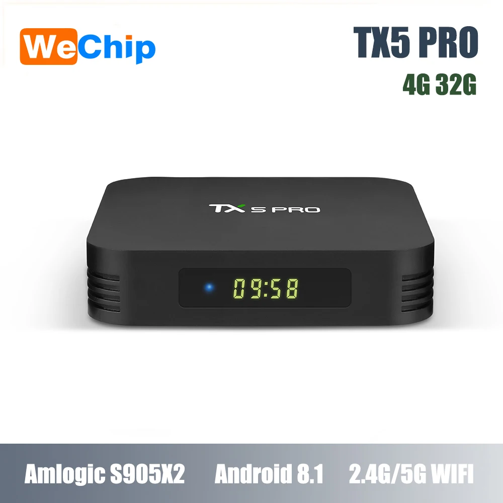 Wechip TX5 PRO Smart Android TV Box Amlogic S905X2 8 1 4 г 32 Декодер каналов кабельного телевидения