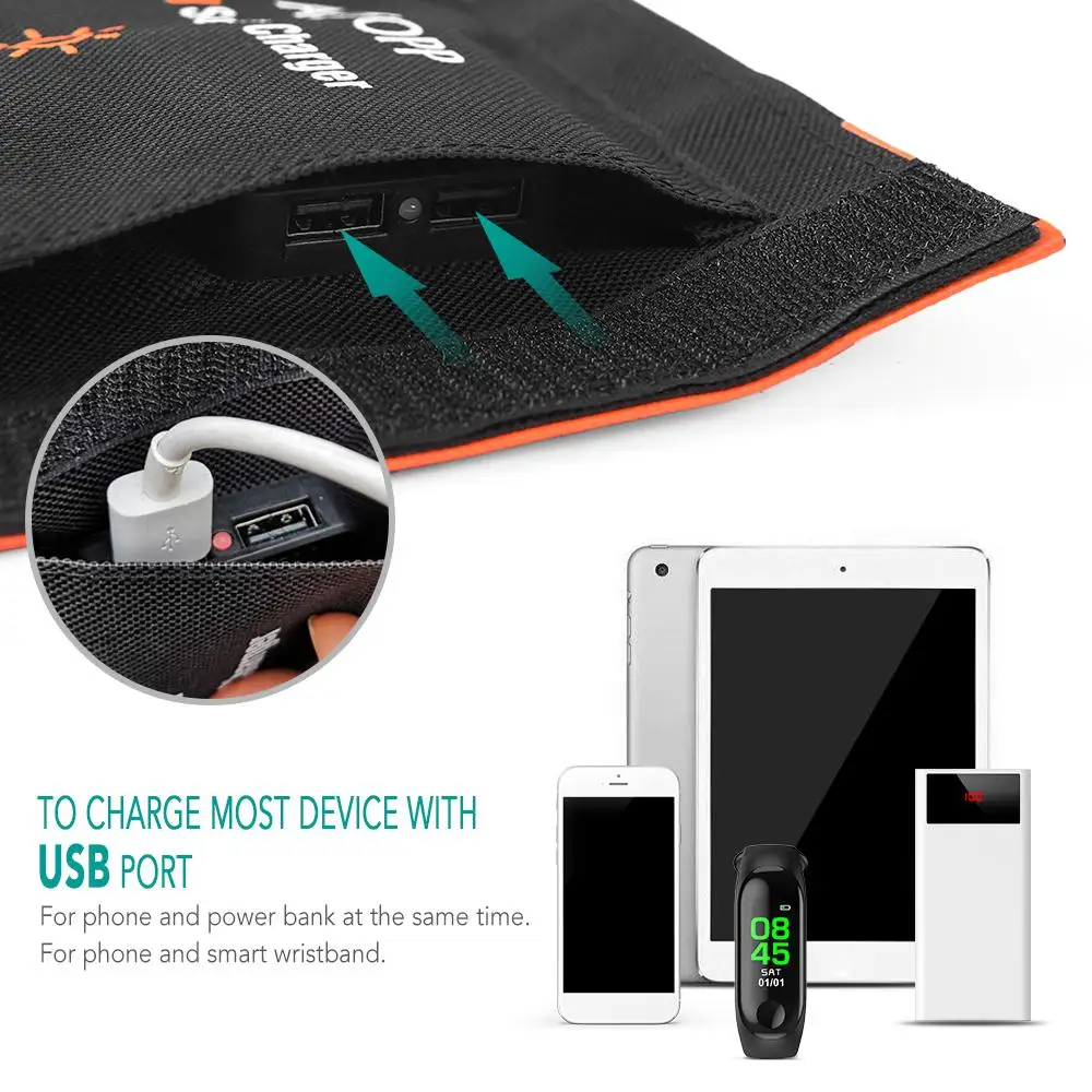 

21W Foldable Solar Cell Waterproof Sunpower Panel Charge Dual USB Ports For Battery Cell Phone Chargers Portable Solar Charger