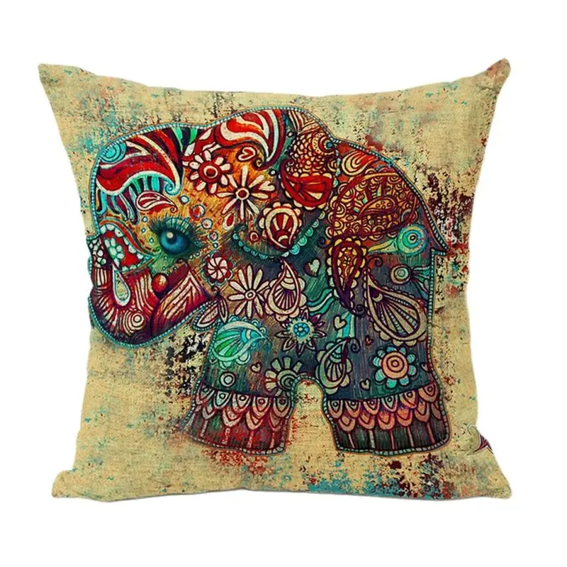 Геометрический Слон Мандала статуя розы Toss чакра наволочки живописный закат