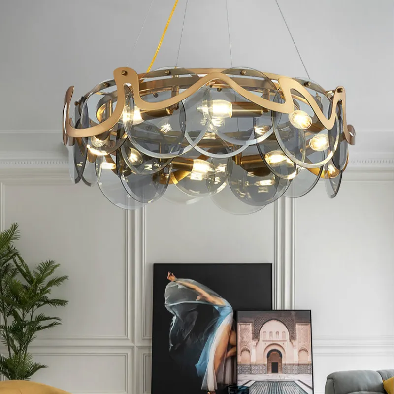

Postmodern Luxury Living Room Creative Pendant light Dimple Glass Dining Room Chandelier Personality Bedroom Pendant Lamp