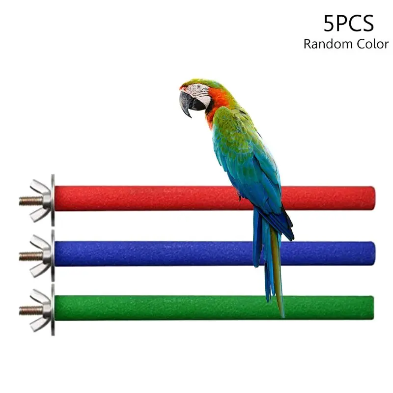 

5Pcs Wooden Bird Perch Rough-surfaced Parrot Chewing Toy Perch Stand for Beak Feet Grinding for Parrot Cockatiel Parakeet Conure