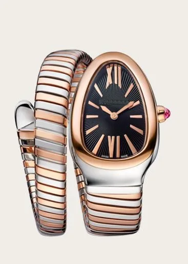 

Luxury Brand New Women Snake Rose Gold Bracelet Black Rome Dial Japanese Quartz Stainless Steel Sapphire Dress Sport Watches