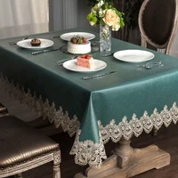 european lace soft rectangular dinning table cover waterproof party kitchen green tea tablecloth square oilproof decorative 2021