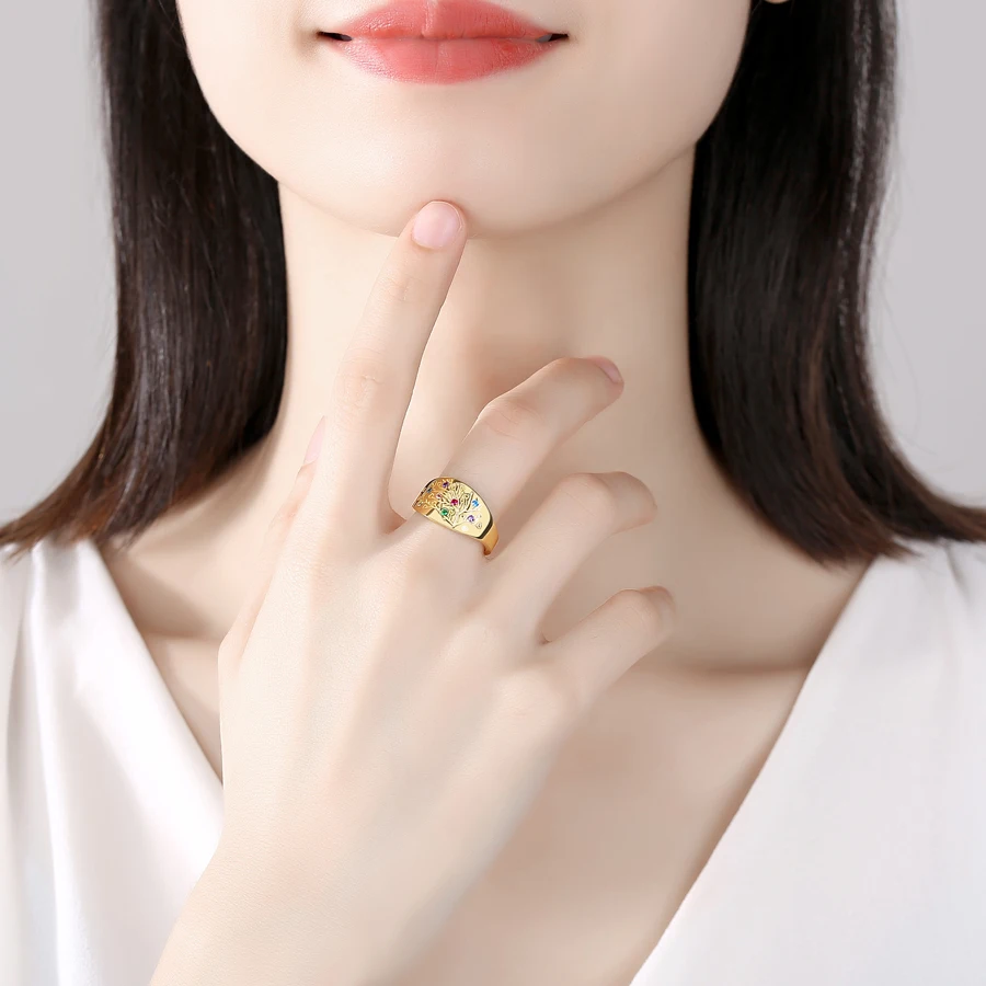 TONGZHE Tree Of Life 3 Row Design Women Finger Ring 925 Sterling Silver Dance Party Rings Wearable Gift for Girl Jewelry | Украшения и
