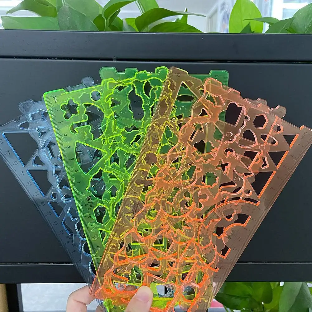 

Multi Shaped Plastic Ruler Painting Drawing Template Oval Geometric Template Curve Pattern Ruler Stationery Office Supplies