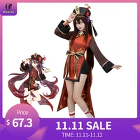 rolecos game genshin impact hutao cosplay costume hu tao uniform cosplay chinese style halloween costumes for women with hat