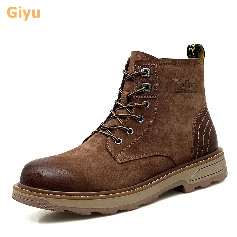 

2021 autumn winter outdoor men's Martin boots Casual high-top boots men Non-slip wear-resistant Genuine Leather Motorcycle shoes