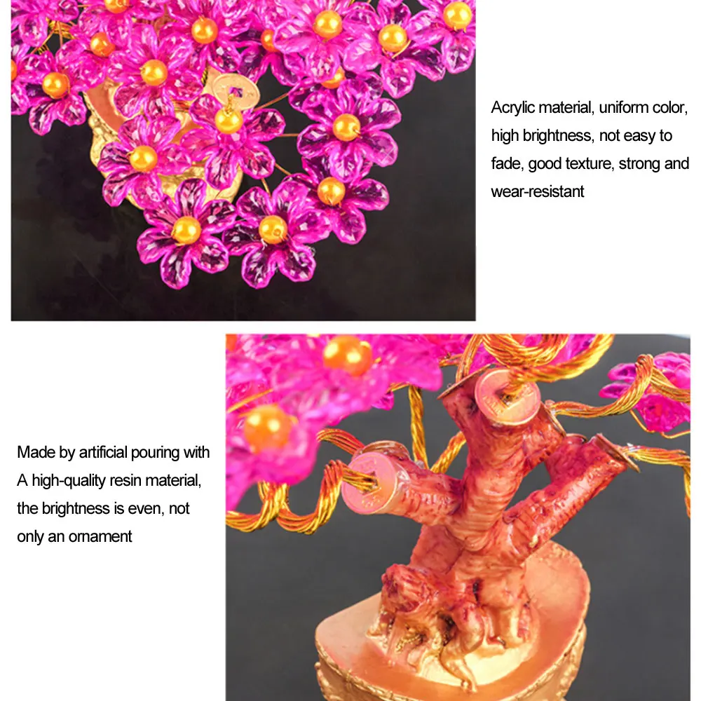 Wealth Luck with Pot Ornaments Acrylic Glass Beaded Money Tree Bonsai Bedroom Ornament Gift Feng Shui Crafts DIY Handmade | Дом и сад