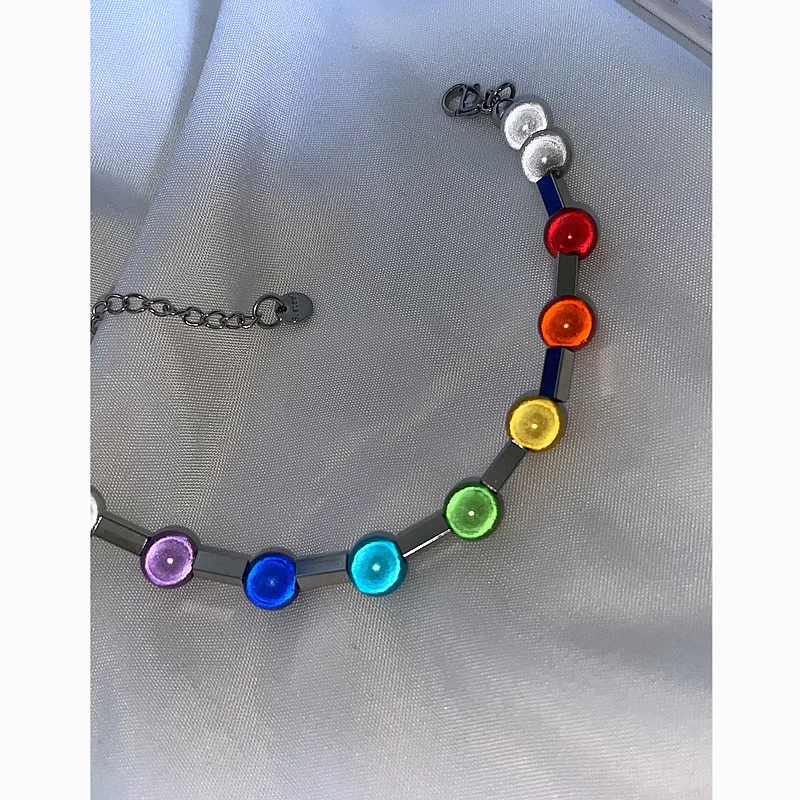 

HANGZHI 2021 NEW Rainbow Spherical Bracelet Reflective Beads Color Dream Beads Couples Jewelry for Men and Women