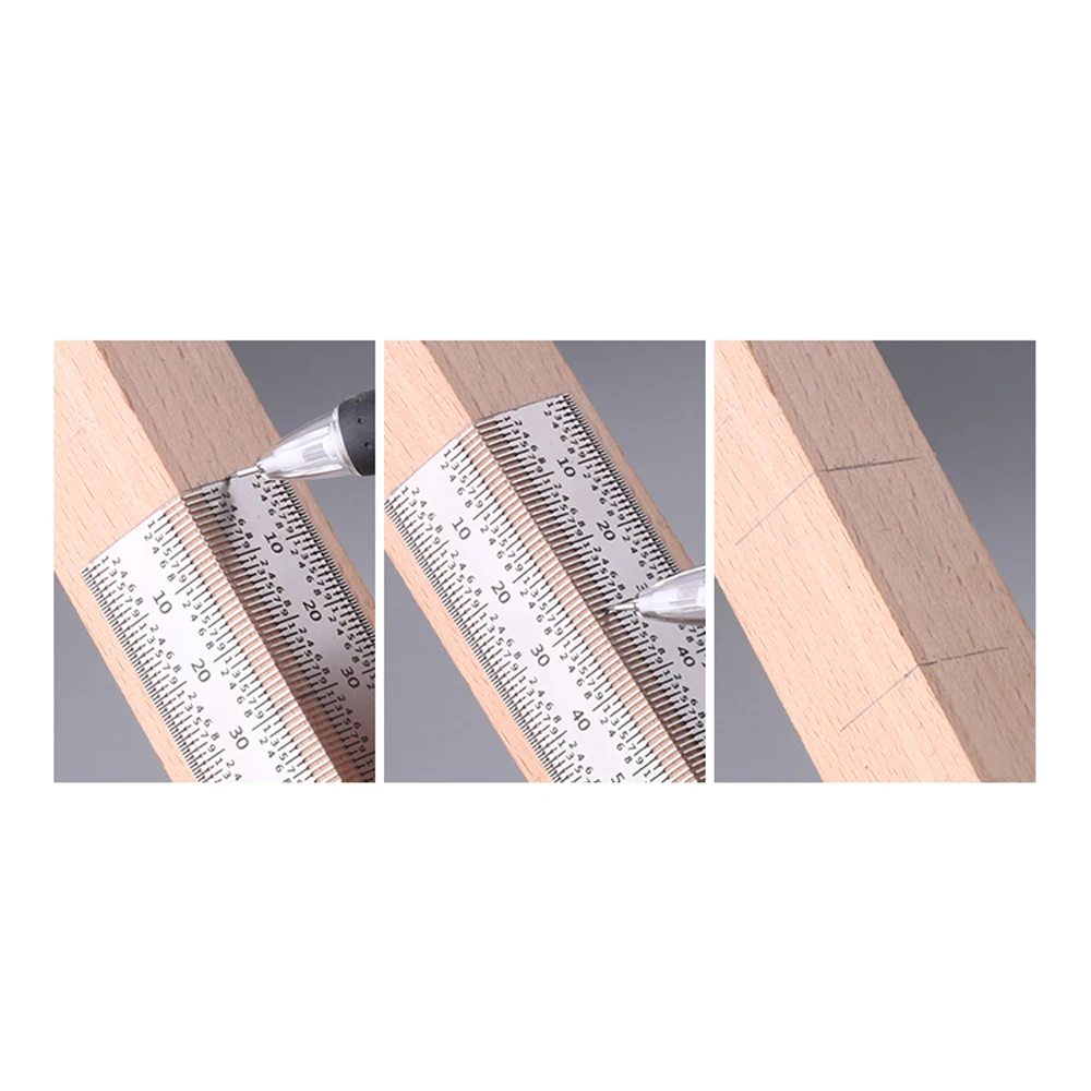 

180mm/200mm/300mm/400mm Scale Ruler T-type Hole Ruler Stainless Woodworking Scribing Mark Line Gauge Carpenter Measuring Tool