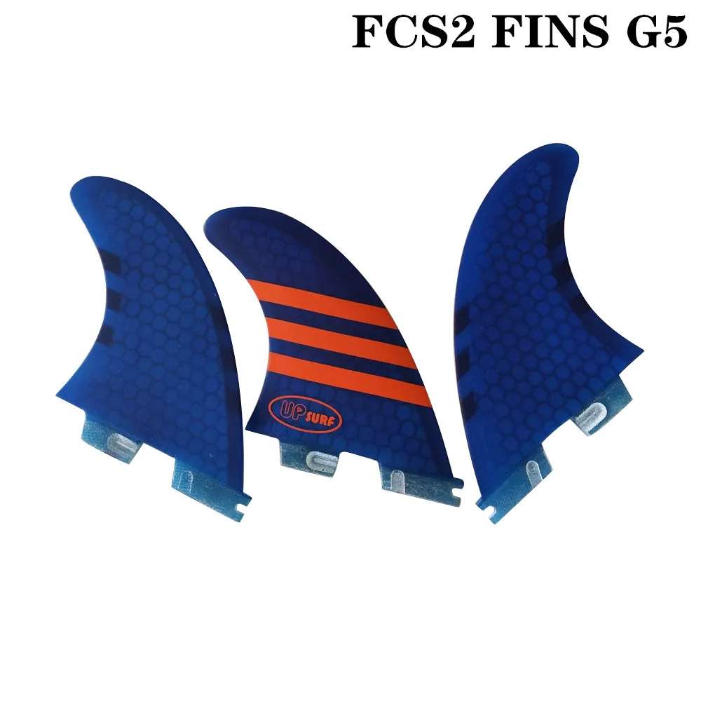 Blue with orange G5 Surf FCSII fins Tri fin set G3/G5/G7/K2.1 Fibreglass Honeycomb Carbon free shipping - Цвет: Blue with orange G5