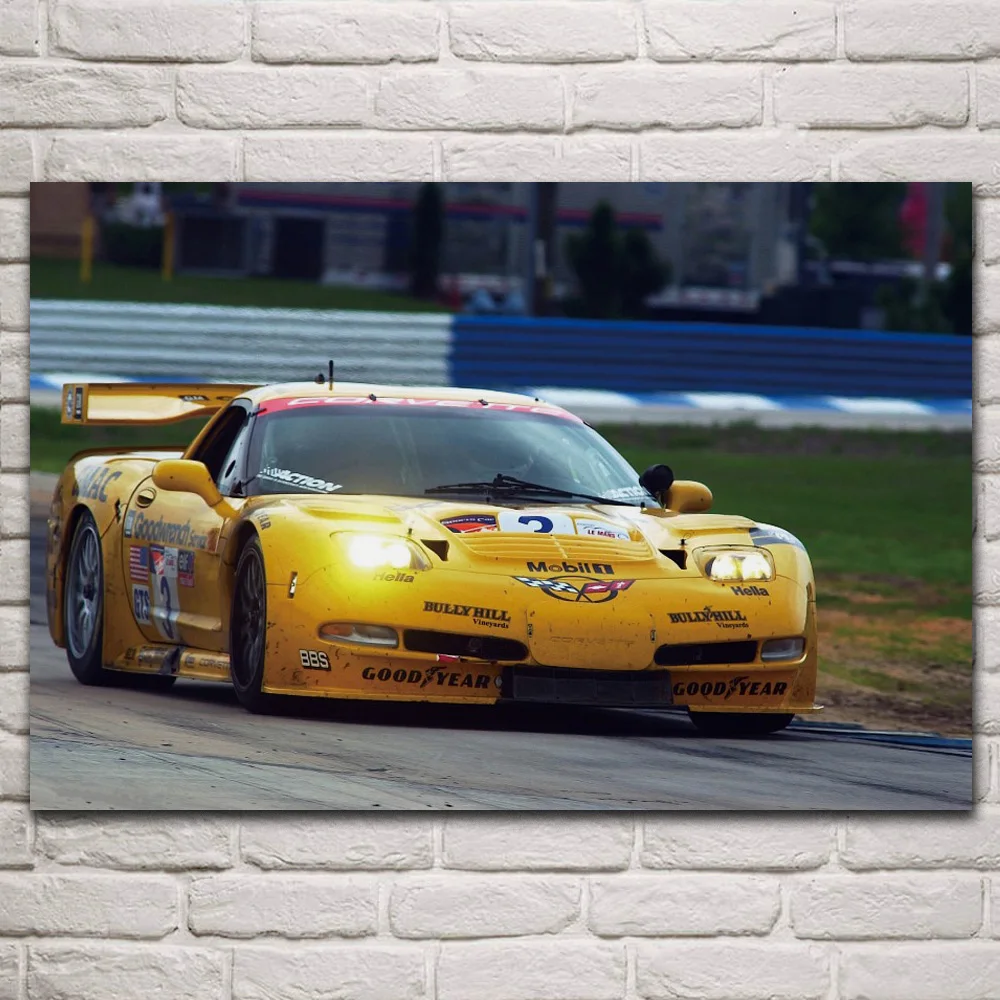 

classic yellow2001 C5 R supercar race car artwork fabric posters on the wall picture home art living room decoration KQ508