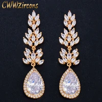 cwwzircons african nigerian yellow gold color bridesmaid wedding jewelry cubic zirconia luxury long drop brides earring cz384
